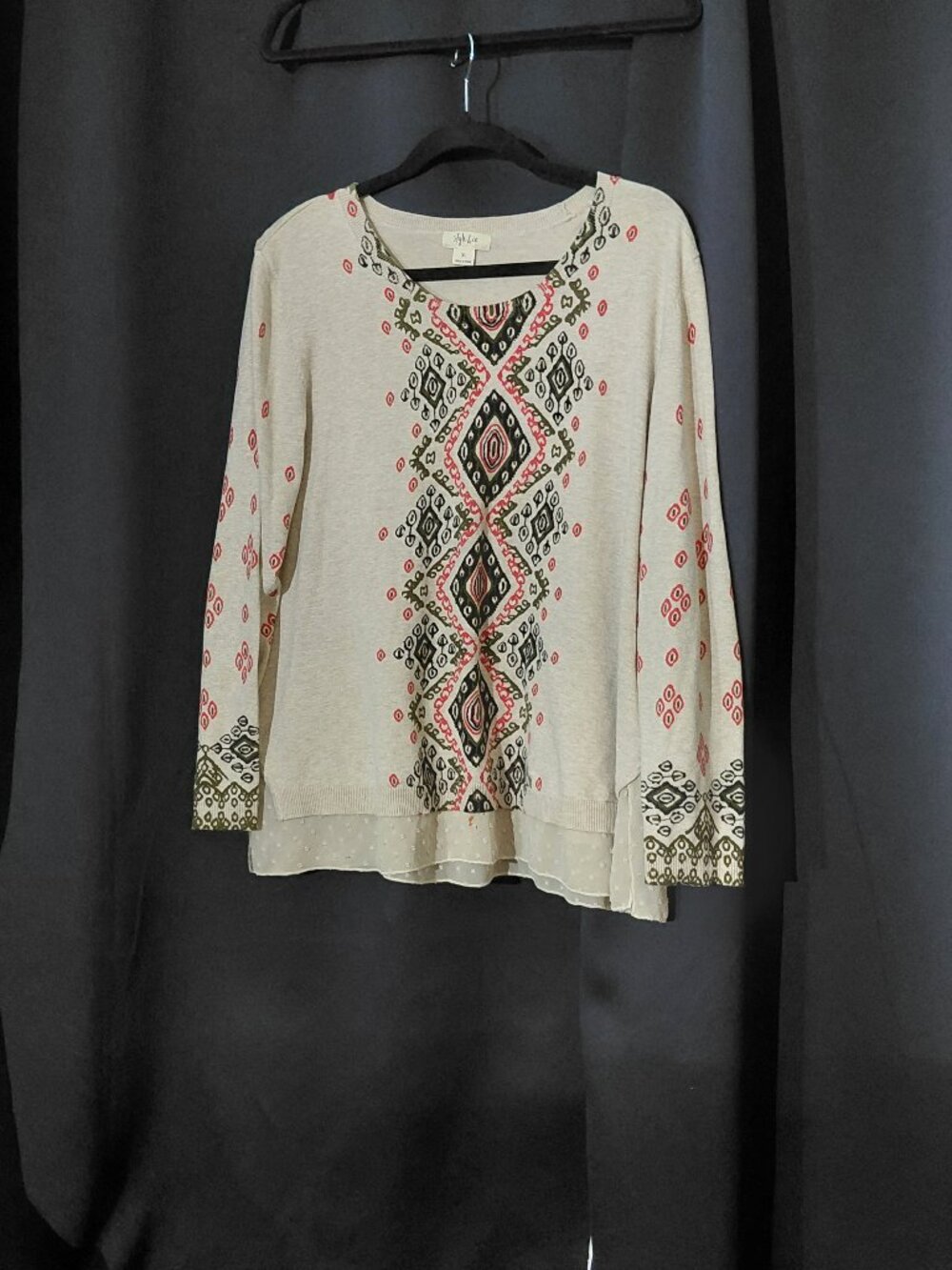 Style and Company (Macy's brand) Long sleeve crew neck pullover sweater
